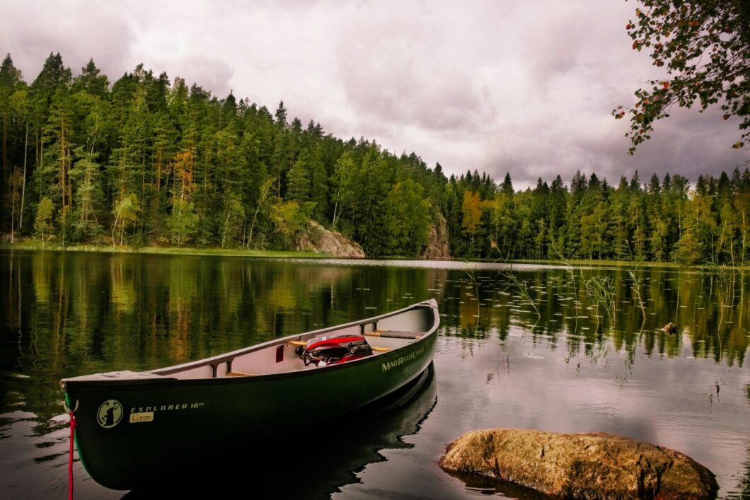 canoe in finnish lake